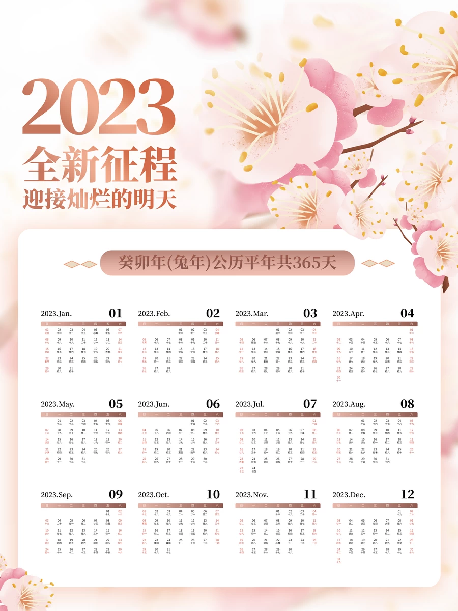 2023兔年癸卯年新年公司企业日历挂历年历模板海报PSD设计素材【021】
